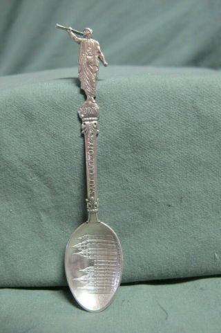 Vtg Sterling Souvenir Spoon Morman Temple Salt Lake City Full Figure On Handle