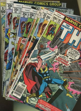 Thor 267,  268,  269,  270,  271,  272,  273,  274,  275,  Giant - Size Thor 1 10 Books Marvel