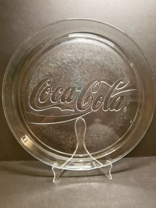 1990 Vintage Collectible Coca Cola 13 " Glass Platter Serving Tray 3947