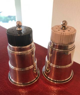 Frank M.  Whiting Sterling Silver Art Deco Skyscraper Salt And Pepper Shakers