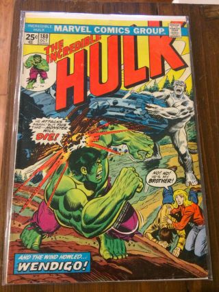 The Incredible Hulk 180 (1974,  Marvel) Pretty No Value Stamp
