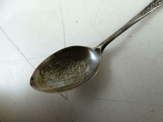 Antique Souvenir Sterling Silver Demitasse Spoon Merry Christmas Santa Claus Vtg 3