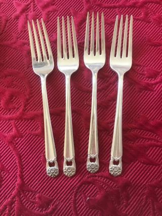 Set Of 4 1847 Rogers Bros.  Is " Eternally Yours " Silver Plate Dinner Forks 1941