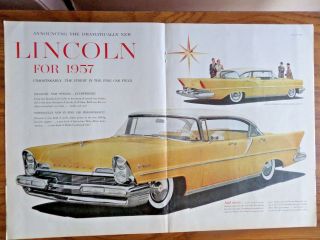 1957 Lincoln Premiere Landau Sedan Ad Announcing The Dramatically