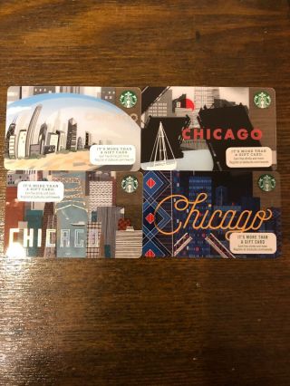 Starbucks City Cards - Chicago 2013,  2014,  2015,  2017
