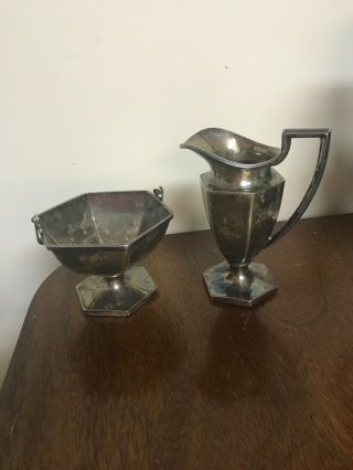 Antique Sheffield Silver Creamer And Sugar Bowl W/ Handle