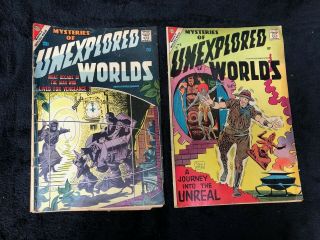Two 1957 Mysteries Of Unexplored Worlds 5 And 6 Charlton Steve Ditko Cover Art