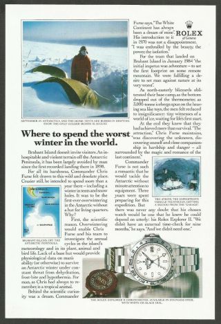 Rolex - Brabant Island: Worst Winter In The World - 1988 Vintage Nat Geo Print Ad