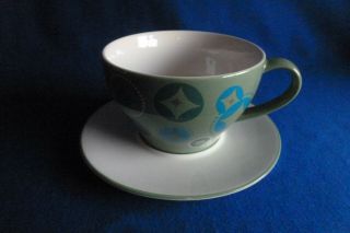Starbucks 2006 Green Large Cup & Saucer Elf Stocking On Saucer & Cup 2