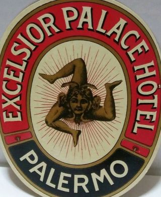 Excelsior Palace Hotel Palermo Vintage Luggage Label Decal Italy Travel