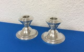 Vintage N.  S.  Company Sterling Silver Weighted Candle Holders Set Of 2 (r2)