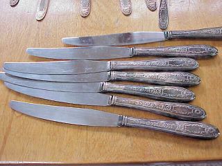 63 Pc.  Vtg 1936 National Silver Co.  Monarch SilverPlate Mildred Pattern Flatware 3