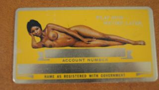 Vtg Nude African American Black Female Metal Social Security Card Aluminum Plate