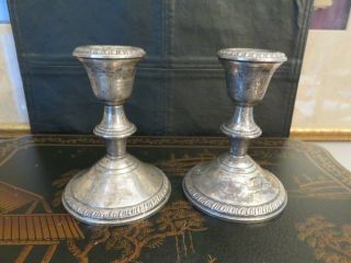 Vintage Poole 299 Weighted Sterling Candle Holders 4 " Tall Needs Polishing