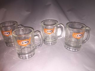 A & W Root Beer - Cool Set Of 4 Mini Mugs 3 1/4 " Usa Logos 3p