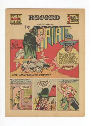 Spirit Section - Oct 6,  1940 - Very Rare - Will Eisner - Horror Cover,  Crime Gga