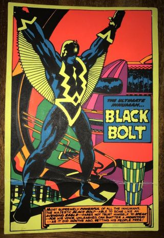 Marvel Black Bolt 1971 The Third Eye Black Light Poster Advertisement Rare