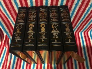 Charles Schulz The Complete Peanuts 5 Volume Set 1950 - 1960 Leather - Bound Fre Shp