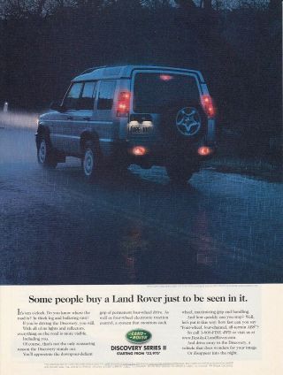 2000 Land Rover Discovery Series Ii At Night Photo " More Visibility " Print Ad