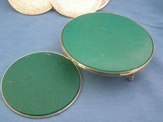 SET OF 6 VINTAGE SILVER PLATED COASTERS & STAND 4