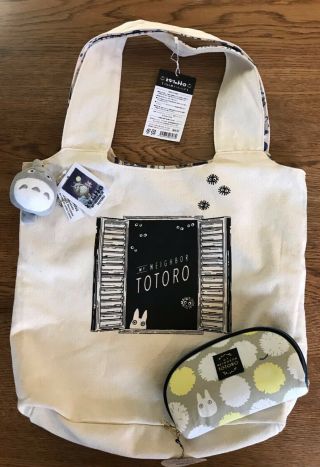 Totoro Canvas Bag,  Pencil Case,  And Coin Purse All With Tags