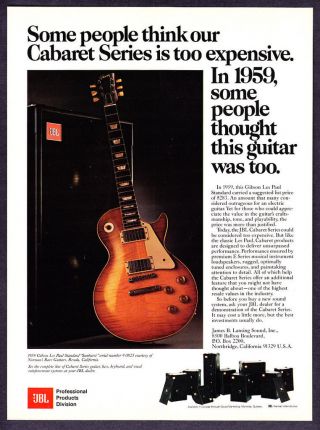 1959 Gibson Les Paul Standard Sunburst Guitar Photo 1981 Jbl Amps Promo Print Ad
