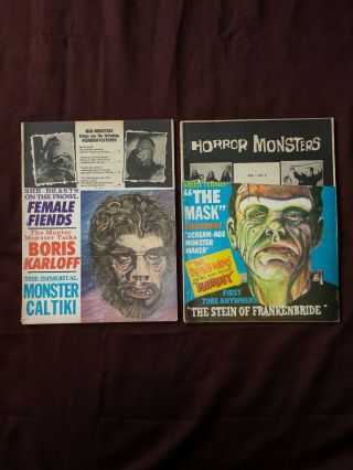 2x Monster Magazines 1962 (horror Monsters 3 And Mad Monsters 3) Torn Covers