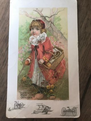 Vintage Advertising Victorian Trade Card Walter Wood Farm Implements