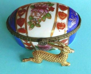 Vintage Deer Pendant,  Old Porcelain Box Vintage Jewellery Uk Great For Present