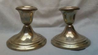 Gorham Sterling Silver Weighted Candlestick Pair 3.  25 Inch Tall 661