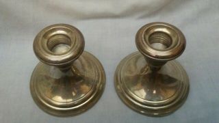 Gorham Sterling Silver Weighted Candlestick Pair 3.  25 Inch Tall 661 2