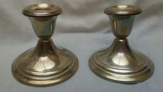 Gorham Sterling Silver Weighted Candlestick Pair 3.  25 Inch Tall 661 4