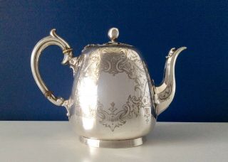 Stunning Mid 19th Century Elkington & Co Chased Silver Plated Teapot C1862