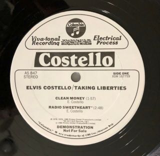 Elvis Costello Taking Liberties Radio Promo Vinyl Ep 1980 Gold Stamp Plays Nm