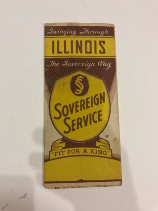 1930s,  Sovereign Service Road Map Of Illinois