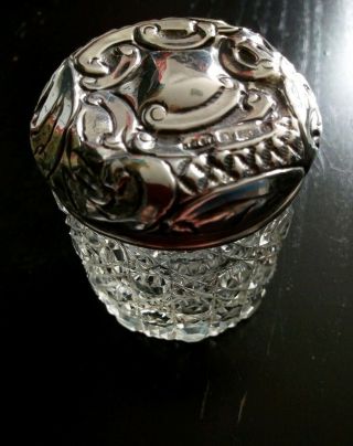 Antique Silver Topped Glass Dressing Table Pot 1902 John Henry Wynn Birmingham