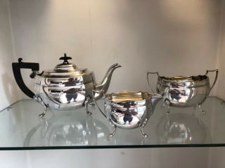 Antique Walker & Hall Sheffield Silver Plate Tea Set Pot Sugar Bowl Milk Jug