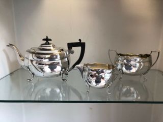 Antique Walker & Hall Sheffield silver plate tea set pot sugar bowl milk jug 2