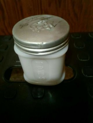 Vintage White Ponds Cold Cream Milk Glass Jar With Metal Lid