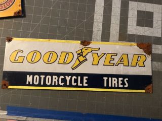 Antique Style - Porcelain Look Goodyear Motorcycle Tires Dealer Sales Sign