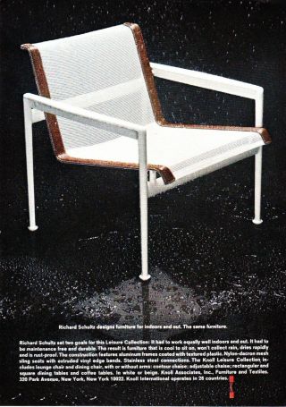 1969 Richard Schultz Leisure Chair Design Photo Indoors & Out Knoll Print Ad