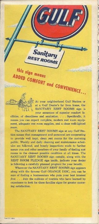1954 GULF OIL Sanitary Rest Rooms Road Map GEORGIA Atlanta College Park Decatur 2
