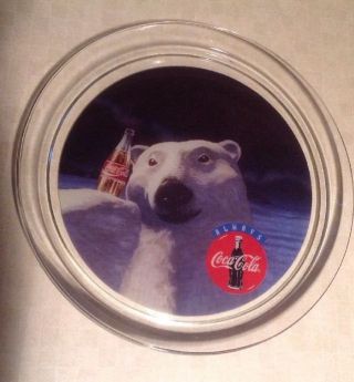 Coca Cola 13 " Glass Platter Plate Polar Bear Vintage