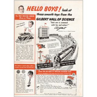 1944 Gilbert Hall Of Science: American Flyer Trains Vintage Print Ad