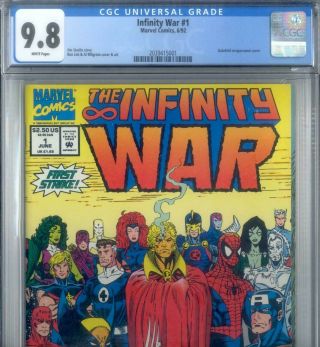 Primo: Infinity War 1 Nm/mt 9.  8 Cgc Highest Census 1992 Thanos Marvel Comics