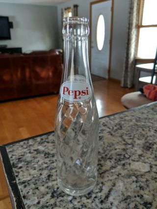 Vintage Pepsi Cola Glass Bottle 8oz Swirl Painted Old Logo One Pint