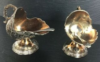 A Vintage Silver Plated Salt / Sugar Scuttle And Spoons