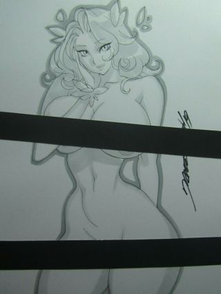 Poison Ivy Girl Sexy Busty Sketch Pinup - Daikon Art