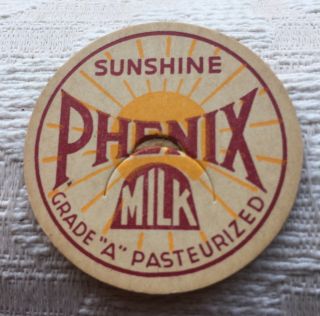 Vintage Phenix Dairy Milk Bottle Cap 1 - 5/8 " Pog Variation Burgundy Print