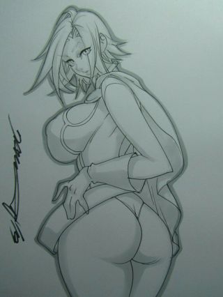Powergirl Power Girl Sexy Busty Sketch Pinup - Daikon Art